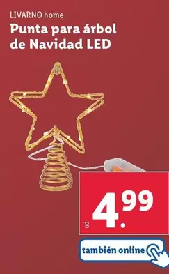 Oferta de Punta Para Arbol De Navidad Led por 4,99€ en Lidl