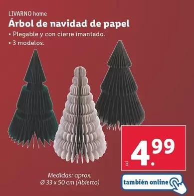 Oferta de Livarno Home - Árbol De Navidad De Papel por 4,99€ en Lidl