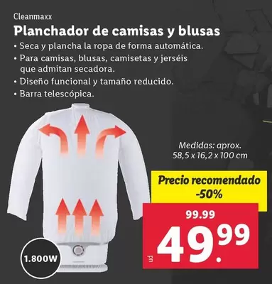 Oferta de Cleanmaxx - Planchador De Camisas Y Blusas por 49,99€ en Lidl