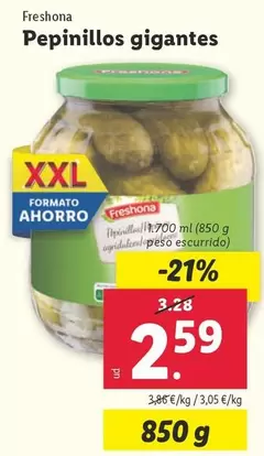 Oferta de Freshona - Pepinillos Gigantes por 2,59€ en Lidl