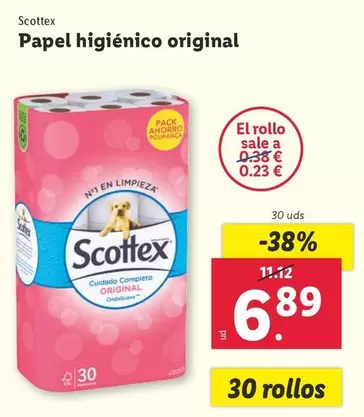 Oferta de Scottex - Papel Higiénico Original por 6,89€ en Lidl