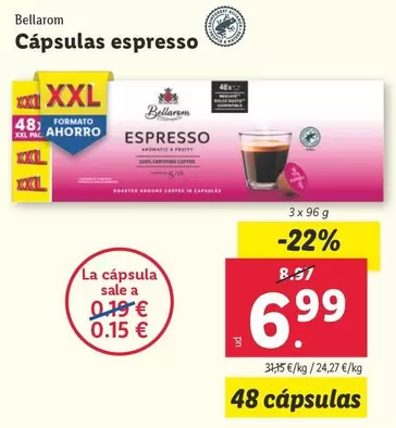 Oferta de Bellarom - Cápsulas Espresso por 6,99€ en Lidl