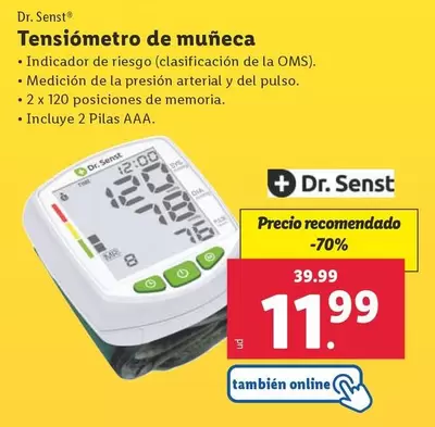 Oferta de Dr. Senst - Tensiómetro De Muñeca por 11,99€ en Lidl