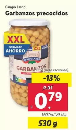 Oferta de Campo Largo - Garbanzos Precocidos por 0,79€ en Lidl