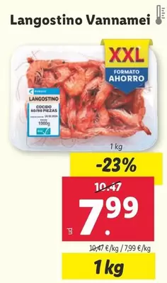 Oferta de Langostino Vannamei por 7,99€ en Lidl