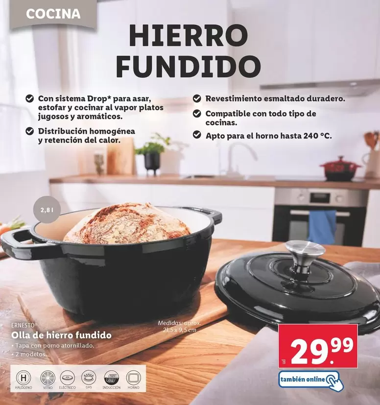 Oferta de Ernesto - Olla De Hierro Fundido por 29,99€ en Lidl