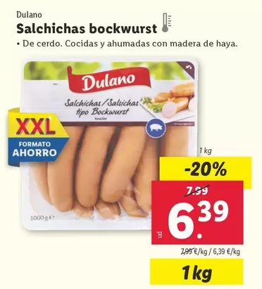 Oferta de Dulano - Salchichas Bockwurst por 6,39€ en Lidl