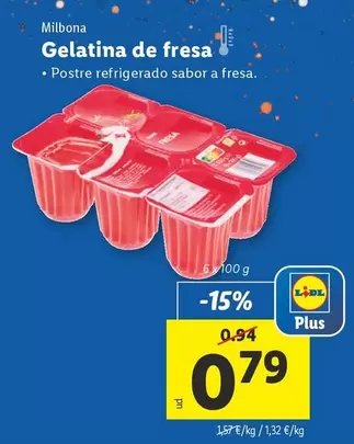 Oferta de Milbona - Gelatina De Fresa por 0,79€ en Lidl