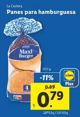 Oferta de La Cestera - Panes Para Hamburguesa  por 0,79€ en Lidl