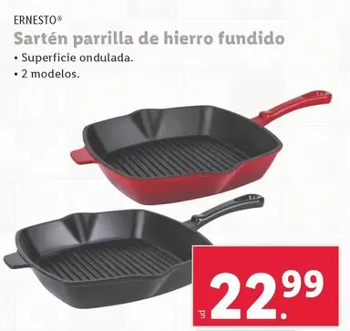 Oferta de Ernesto - Sarten Parrilla De Hierro Fundido por 22,99€ en Lidl