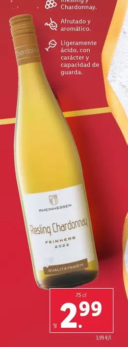 Oferta de Vino Blanco Riesling Chardonnay por 2,99€ en Lidl