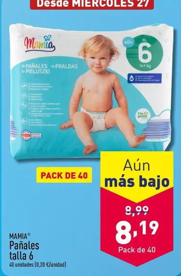 Oferta de Mamia - Panales Talla 6 por 8,19€ en ALDI