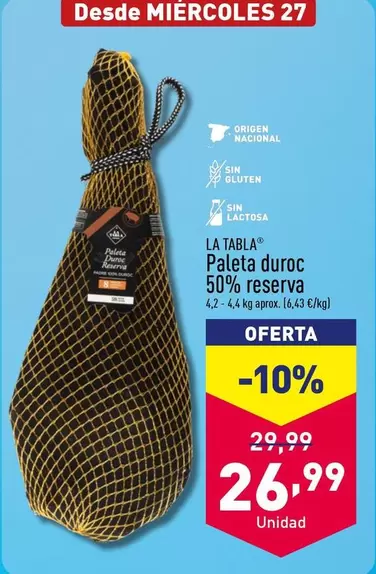 Oferta de Origen - Paleta Duroc 50% Reserva por 26,99€ en ALDI