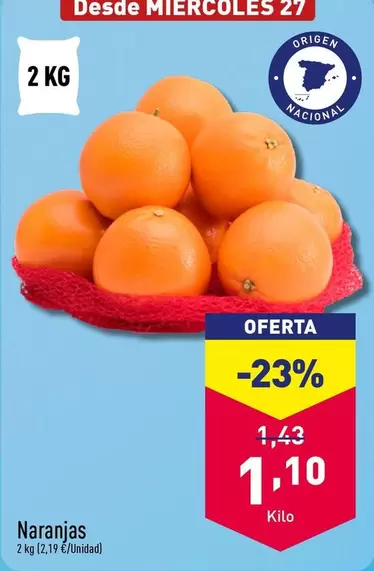 Oferta de Origen - Naranjas por 1,1€ en ALDI