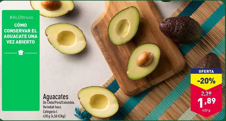 Oferta de Aguacates por 1,89€ en ALDI