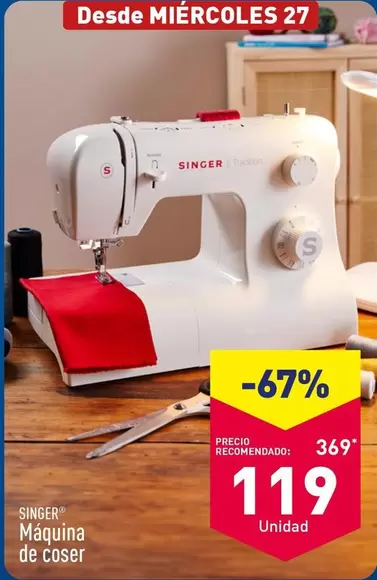 Oferta de Singer - Maquina De Coser por 119€ en ALDI