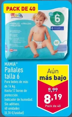 Oferta de Mamia - Panales Talla 6 por 8,19€ en ALDI