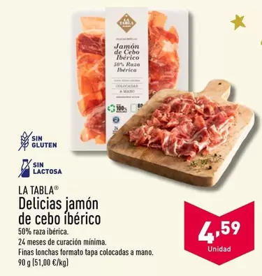 Oferta de La Tabla -  Jamón De Cebo Ibérico por 4,59€ en ALDI