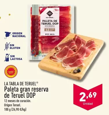 Oferta de Origen - Paleta Gran Reserva De Teruel DOP por 2,69€ en ALDI