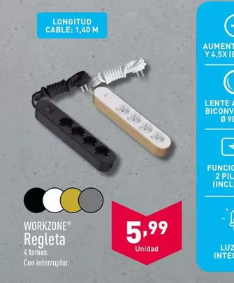 Oferta de Regleta por 5,99€ en ALDI