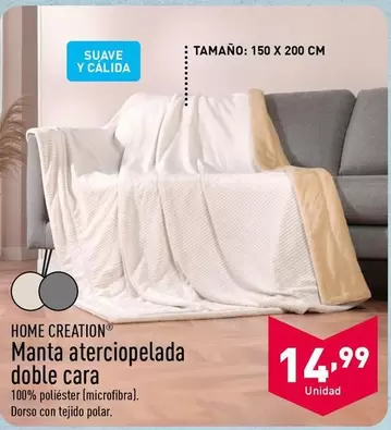 Oferta de Home - Manta Aterciopelada Doble Cara por 14,99€ en ALDI