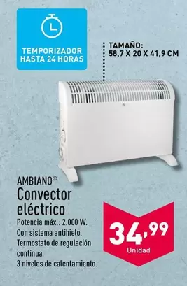 Oferta de Convector Electrico por 34,99€ en ALDI