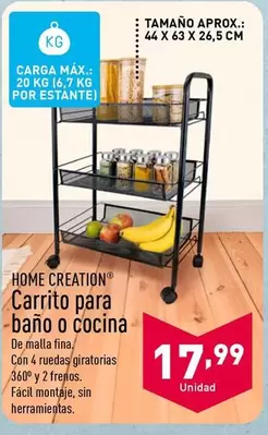 Oferta de Home - Carrito Para Baño O Cocina por 17,99€ en ALDI