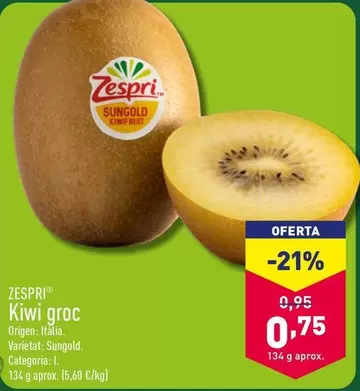 Oferta de Zespri - Kiwi Groc por 0,75€ en ALDI