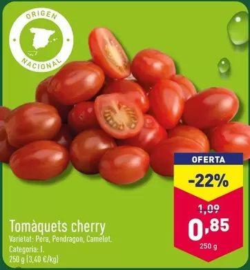 Oferta de Tomaquets Cherry por 0,85€ en ALDI