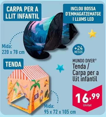 Oferta de Mundo Diver - Tenda / Carpa Per A Llit Infantil por 16,99€ en ALDI