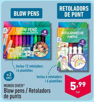 Oferta de Mundo Diver - Blow Pens / Retoladors De Punts por 5,99€ en ALDI