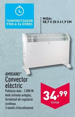 Oferta de Ambiano - Convector Electric por 34,99€ en ALDI