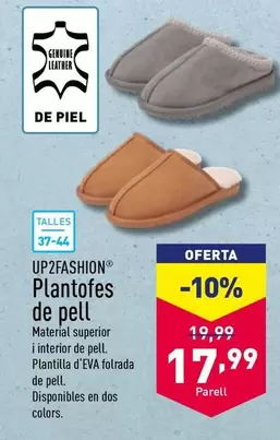 Oferta de Up2fashion - Plantofes De Pell por 17,99€ en ALDI