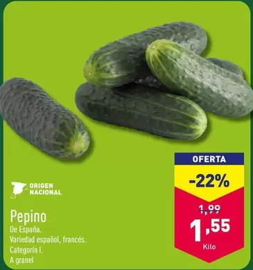 Oferta de Origen - Pepino por 1,55€ en ALDI