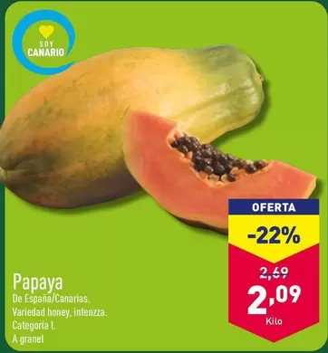 Oferta de Papaya por 2,09€ en ALDI