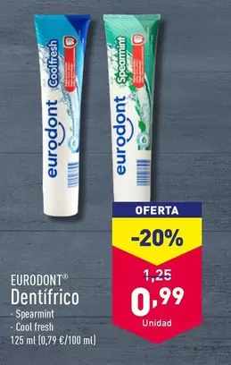 Oferta de Eurodont - Dentifrico por 0,99€ en ALDI