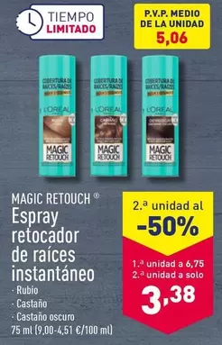 Oferta de Magic - Espray Retocador De Raices Instantaneo por 5,06€ en ALDI