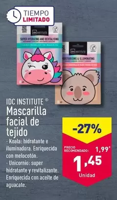 Oferta de IDC - Mascarilla Facial De Tejido por 1,45€ en ALDI