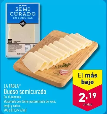 Oferta de Queso Semicurado por 2,19€ en ALDI