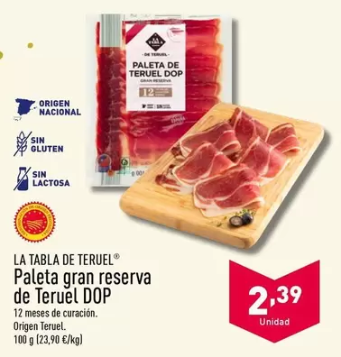 Oferta de Origen - Paleta Gran Reserva De Teruel DOP por 2,39€ en ALDI