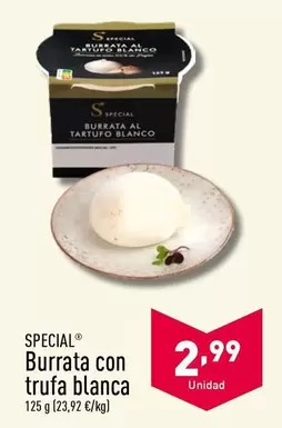 Oferta de Blanco - Burrata Con Trufa Blanca por 2,99€ en ALDI