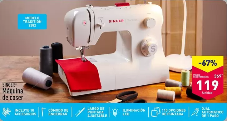 Oferta de Singer - Maquina De Coser por 119€ en ALDI