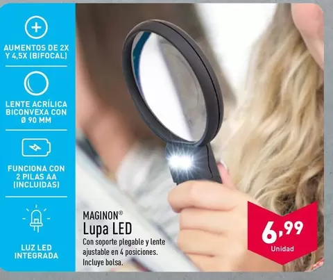 Oferta de Funciona - Lupa LED por 6,99€ en ALDI