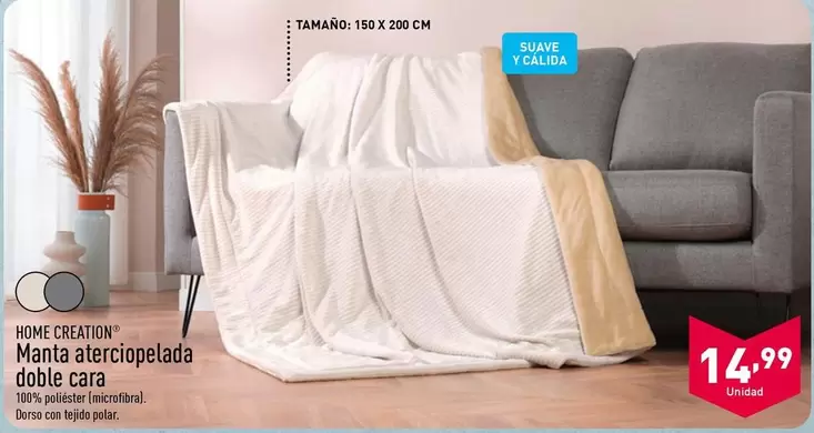 Oferta de Home - Manta Aterciopelada Doble Cara por 14,99€ en ALDI