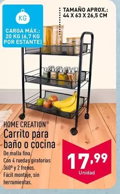 Oferta de Home Creation - Carrito Para Baño O Cocina por 17,99€ en ALDI