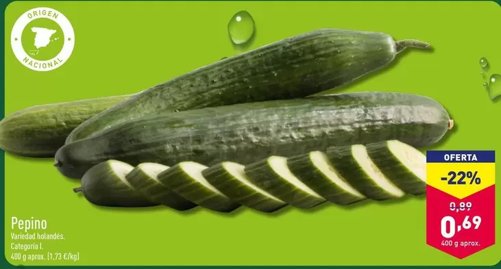 Oferta de Pepino por 0,69€ en ALDI