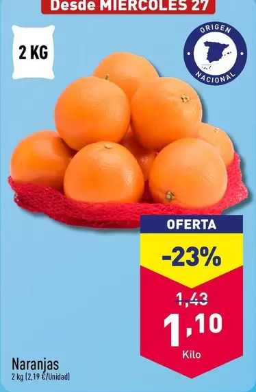 Oferta de Origen - Naranjas por 1,1€ en ALDI