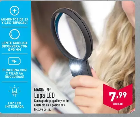 Oferta de Funciona - Lupa Led por 7,99€ en ALDI