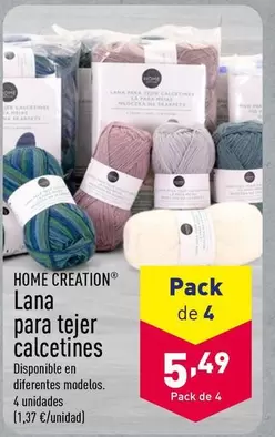 Oferta de Home - Lana Para Tejer Calcetines por 5,49€ en ALDI