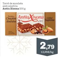 Oferta de Antiu Xixona - Torró De Xocolata Amb Ametlla por 2,79€ en Sorli